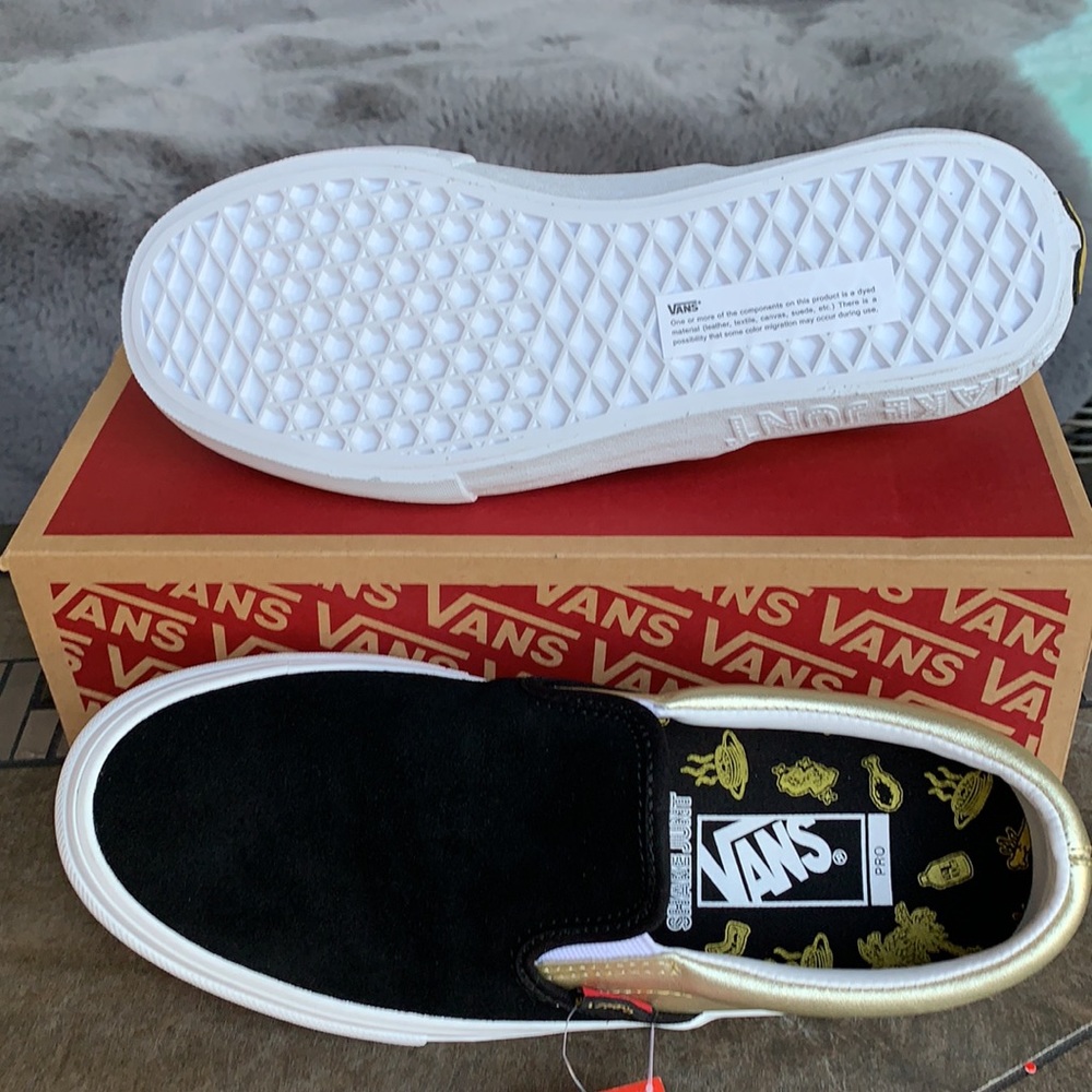 VANS SLIP ON PRO SHAKE JUNT BLACK/GOLD MENS - Picture 8 of 16